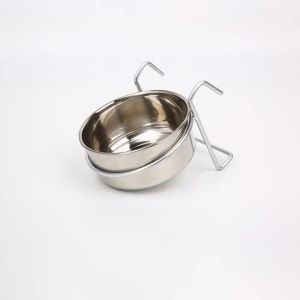 10/12/14/16/18cm Crate Dog Cat Bowl Stainless Steel Hanging Pet Cage Bowl Food Water Feeder Coop Cup Rust Resistant For Pet
