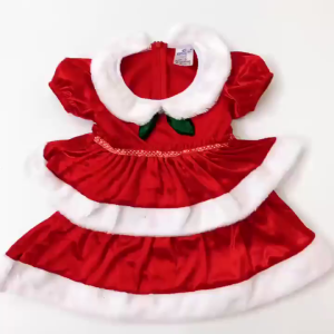 🍄[1-12 Tuổi] Váy Noel Cổ Sen Cho Bé Gái Siêu Xinh. Đầm Giáng Sinh Lung Linh Cho Bé. Váy Đầm Màu Đỏ May Mắn Bằng Nhung