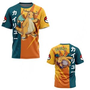 Bandai | Summer 2026 Pokemon "Japanese Two-color Dragon Breath" Casual 3D Printed Breathable Quick Drying T-shirt Adult Parent Top