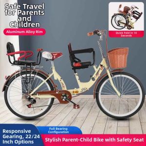 BAQILING | Folding Parent-Child Bicycle for 3 People