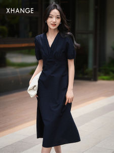 Elegant French Sleeve Bubble Cotton Dress