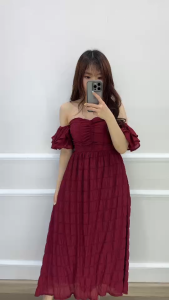 SV 6699 - Loretta Sabrina Dress | Silvervogue | Gaun Cotton Crinkle Midi Pakaian Wanita