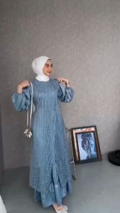 Olivia Dress Velvet Mix Brukat Gamis Wanita Terbaru 2024 Viral Dress Kondangan Wanita Muslim Elegan