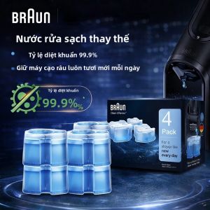 Braun | Bộ 4 Món Máy Cạo Râu Braun Dung Dịch Làm Sạch Kháng Khuẩn Chất Bôi Trơn Hương Chanh Giúp Giảm Mài Mòn Lưỡi Dao Cho Máy Cạo Râu Dòng 3/5/7/9/CT