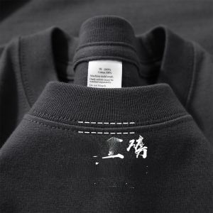 500G Pure Cotton Heavy Weight Spring & Fall Small Neckline American Long Sleeves T-Shirt Mens and Womens Pure Color Thick and Opaque Loose Plus Size Tide