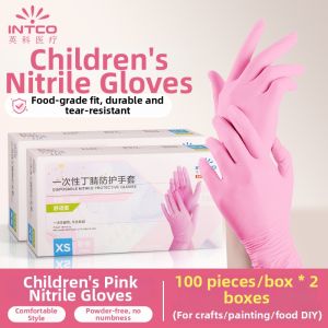 Intco | Children Food Grade Nitrile Rubber Disposable Gloves for Crafting and Drawing Lead Poisoning Prevention