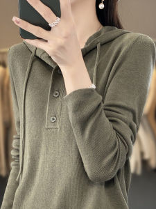 เสื้อสเวตเตอร์ถักแบบหลวมๆ สำหรับผู้หญิง ทรงหลวมๆ ฤดูใบไม้ผลิ ฤดูใบไม้ร่วง ฤดูหนาว เสื้อชั้นในแบบมีฮู้ด ทรงเข้ารูป เสื้อคลุมกันหนาว