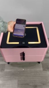 Tủ đầu giường hiện đại 2 ngăn Smart Home có khóa vân tay tích hợp Loa Blutooth cổng USB sạc không dây đèn Led 3 màu