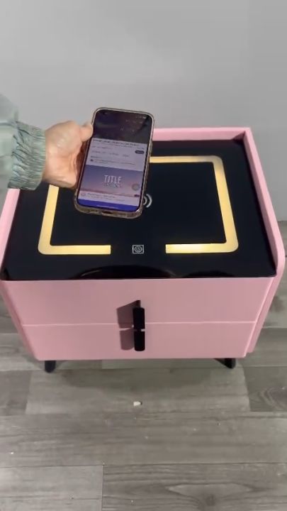 Tủ đầu giường hiện đại 2 ngăn Smart Home có khóa vân tay tích hợp Loa ...