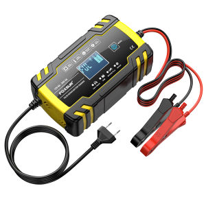 FOXSUR 12V 24V 8A Pulse Repair Charger with LCD Display Motorcycle Car Battery Charger AGM Deep cycle GEL Lead-Acid Charger