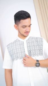 MYMODA  Kemko Bordir Lengan Pendek Broken White| 556