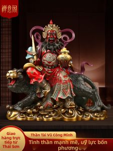 Worship Wealth God Sculpture Zhaogongming Tiger Riding Figurine