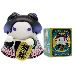 Bandai | Lucky Cat Blind box Demon Slayer 1-8pcs Figures Set Tanjiro Nezuko Q Version PVC Anime Figurines Collectible Model Desktop Deco