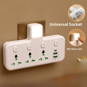 Cross-Border Supply Multi-Functional British Standard European Standard American Standard Converter Socket with USB + Type-c Fast Charging Power Strip