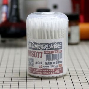 100pcs Double Head Cotton Swab Tip Round Head for Gundam Gunpla Model Making Tool Wipe Distress Water Stick Infiltration Line No Fluorescent Agent Cotton Swab