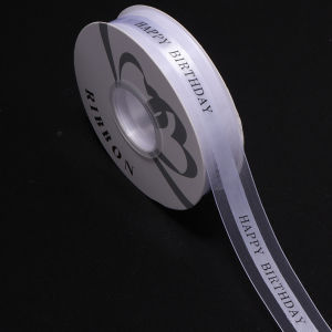 36Yards/Roll 2.5cm Polyester Satin Ribbon "HAPPY BIRTHDAY" Printed Ribbon for Flower Wedding Cake Gift Packaging Bow Decorations