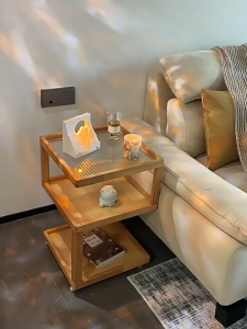 3 Layer Minimalist Bedside Table Living Room Removable Modern Bedroom Side Table Aesthetic with Wheel