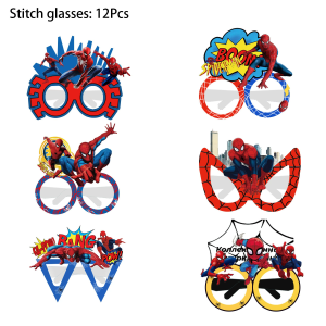 New Spiderman Birthday Party Props Paper Glasses Hero Theme Childrens Party Decorations Photography Accessories