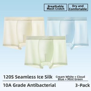 Antibacterial Breathable Cool Silk Mens Briefs Flat Front