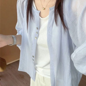 Breathable Linen UV Protection Shirt for Plus-Size