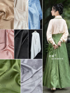 Silky Acetate Bamboo Leaf Embroidery Fabric Designer Base Shirt Skirt Dress Smooth Hanging Chiffon DIY Home Fabric