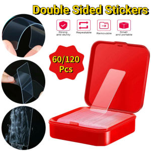 60PCS/box Double-sided Adhesive Transparent Tape Non Marking High Viscosity Strong and Easy To Tear Adhesive Tape