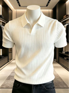 Áo Thun Polo Knit Trắng Ôm Body Cổ Hải Âu Ice Silk Casual