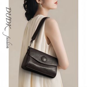 DUDK New Fashionable Leather Womens Bag Commuter Single Shoulder Crossbody Bag Luxury Underarm Bag Stylish Solid Color