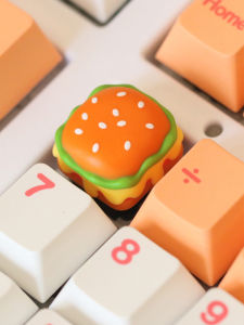 Creative Cute Cartoon Resin Keycaps 120 Keys Mechanical Keyboard Burger Design Computer Gaming Accessories Durable Non-Lighted