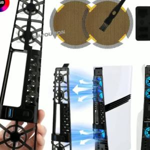 Cooling Fan 3 Levels LED Light USB3.0 Hubs Cooling System For PS5 Slim PRO and Dust Cover Net and Plugs For PS5 PRO/SLIM Console