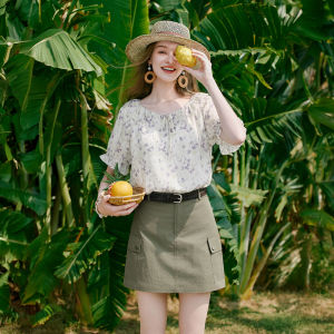 XIANGYING | French Style Ruffled Floral Chiffon Top