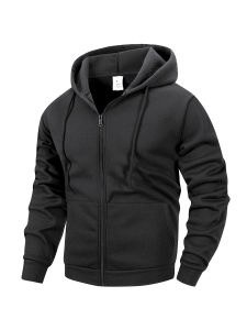 Áo Khoác Hoodie Nam Có Khóa Kéo Áo Sweatshirt Thể Thao Có Mũ Áo Cardigan Dệt Kim Mùa Thu Đông Chất Liệu Polyester Tay Áo Có Khóa Kéo Phong Cách Thường Ngày Cơ Bản Mặc Ngoài Trời.