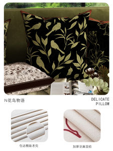 American Style Sofa Pillow Bedroom Window Seat Back Cushion Cover Polyester Fiber Square Plant Floral Pattern Home Decor