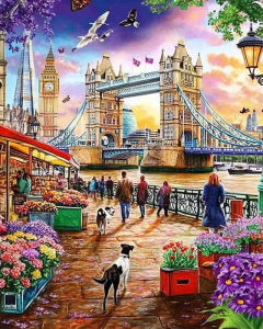 Painting By Number City Street Landscape Pictures Oil Paint House Colorful Canvas Drawing Tower On The Wall