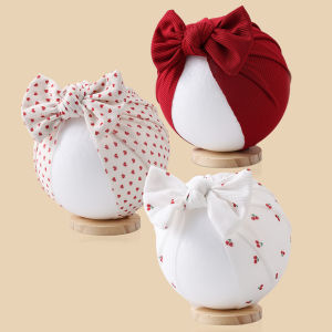 2025 New Flower Ribbed Baby Turban Hats Heart Dasiy Butterfly Bear Print Newborn Beanies Toddler Boys Girls Caps Kids Headwear