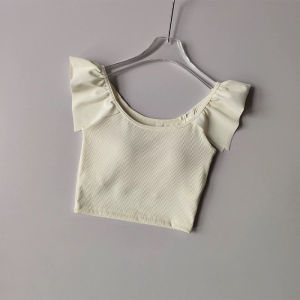 Elegant Ballet Style Yoga Wear Sports Bra Fitness Top Womens Slimming Outerwear Short Sleeve Gathered New Exercise Shirt