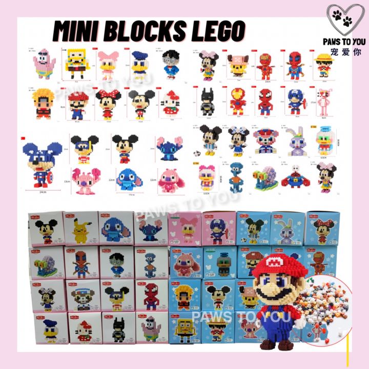Mini Blocks Lego Toys Disney Character Ironman Batman Hello Kitty Luffy ...