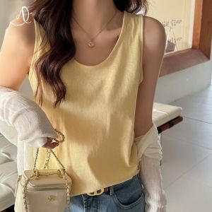 MIANXIANZHI | เสื้อกั๊กแขนกุดผ้าลินินคอตตอนสำหรับผู้หญิงในฤดูร้อน 2025 ใหม่ หลวมๆ หรูหรา เสื้อชั้นในสีขาว ผ้าไหมน้ำแข็ง เสื้อกล้ามสายเดี่ยว