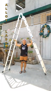 SUMINOE Ladder Aluminium heavy duty ladder Foldable Ladder 24ft  adjustable thickened Multi Purpose  extension ladders alloy anti-corrosion anti-slip foot cover Aluminum Ladder