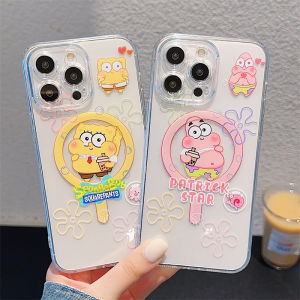 💯【Phone Case】+FREE Shipping 💯 SpongeBob SquarePants Magnetic Phone Case Full Package Lens For iPhone 11 12 13 14 15 16 Pro Max 14 15 16 Plus Protective Cover Anti Drop Case Cute Cartoon Womens Silicone Cover