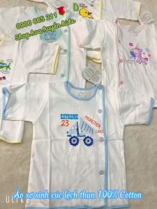 Combo 5 áo sơ sinh Dài tay  Ngắn tay cài lệch vải Cotton 100% YOU - Áo dài tay cho trẻ sơ sinh 0-9kg / bộ quần áo trẻ sơ sinh