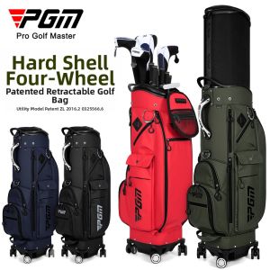 PGM GOLF | Hard Shell Extensible Golf Bag Waterproof 4-Wheel Push System
