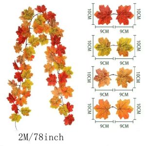 Artificial Maple Leaf Vines Silk Fall Foliage Garland for Home Wedding Party Decor Hanging Easy to Install DIY Craft Decorations