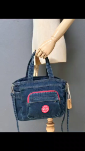 AEIOU No.332 กระเป๋ายีนส์ GIRLISH ทรงสะพายข้าง+ถือ รุ่น Logo Sport