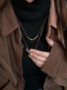 Double Layered Zircon Necklace for Women Trendy Design Fresh out Fashion Collarbone Chain Accessory Geometric Pattern Alloy