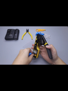 Ethernet RJ45 Crimping Tool for CAT7/CAT6A Network Cable Connector with Wire Cutter & Stripper