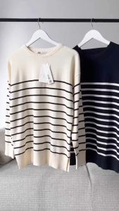 TERLARIS DI SWEATER RAJUT STRIPE KNIT KOREA STYLE PREMIUM SIZE JUMBO BB 40KG - 85KG