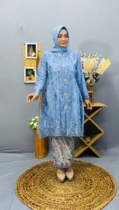 Setelan Kebaya Encim Wanita Bahan Spingel dan Rok Plisket