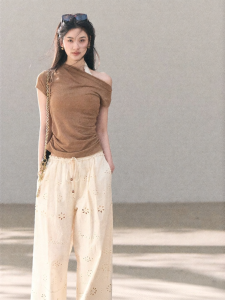 OAKMOO | Áo Sweater Dệt Kim Voan Trễ Vai Cho Nữ