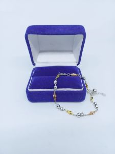 gelang rantai kombinasi warna belimbing + bola" ukir +1 bel/ gelang perak asli silver925 lapis emas/ gelang fashion wanita impor